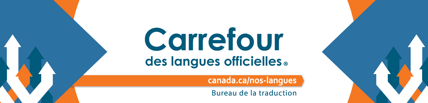 Unilingual French web banner for the Official Languages Hub®, in 1400 X 338 format.
