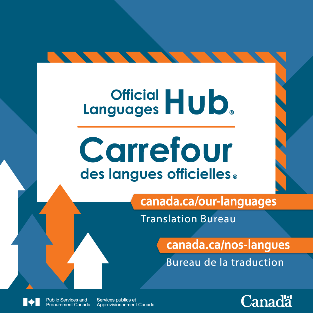 Bilingual banner (English first) for Instagram message to promote the Official Languages Hub®.