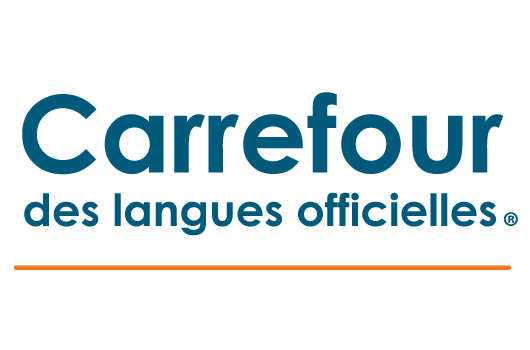 Unilingual visual signature in blue for the Official Languages Hub®. French only.