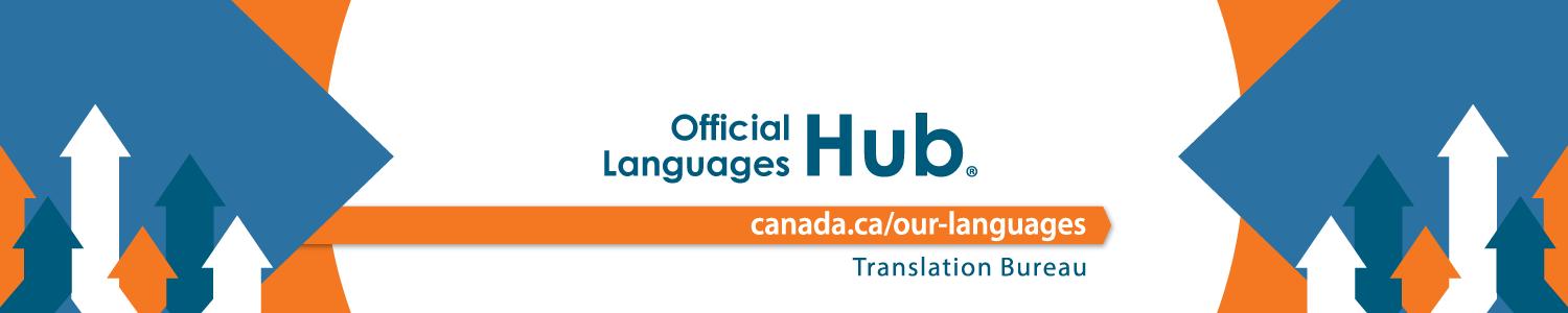 Unilingual English web banner for the Official Languages Hub®, in 1500 X 300 format.