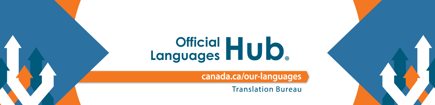 Unilingual English web banner for the Official Languages Hub®, in 1400 X 338 format.