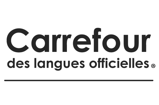 Signature visuelle en noir et blanc du Carrefour des langues officielles®. Version française seulement.