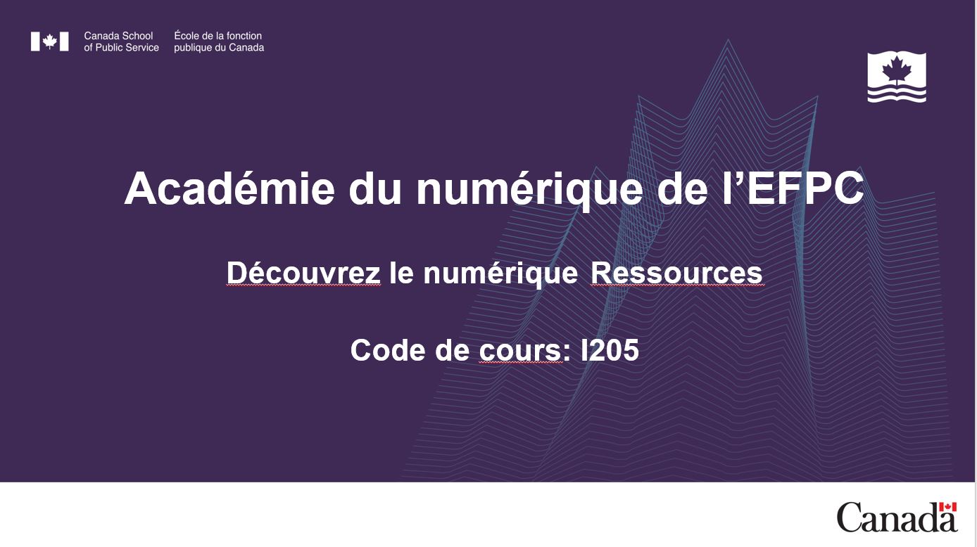 Académie du numérique de l’EFPC.Code de cours: I205