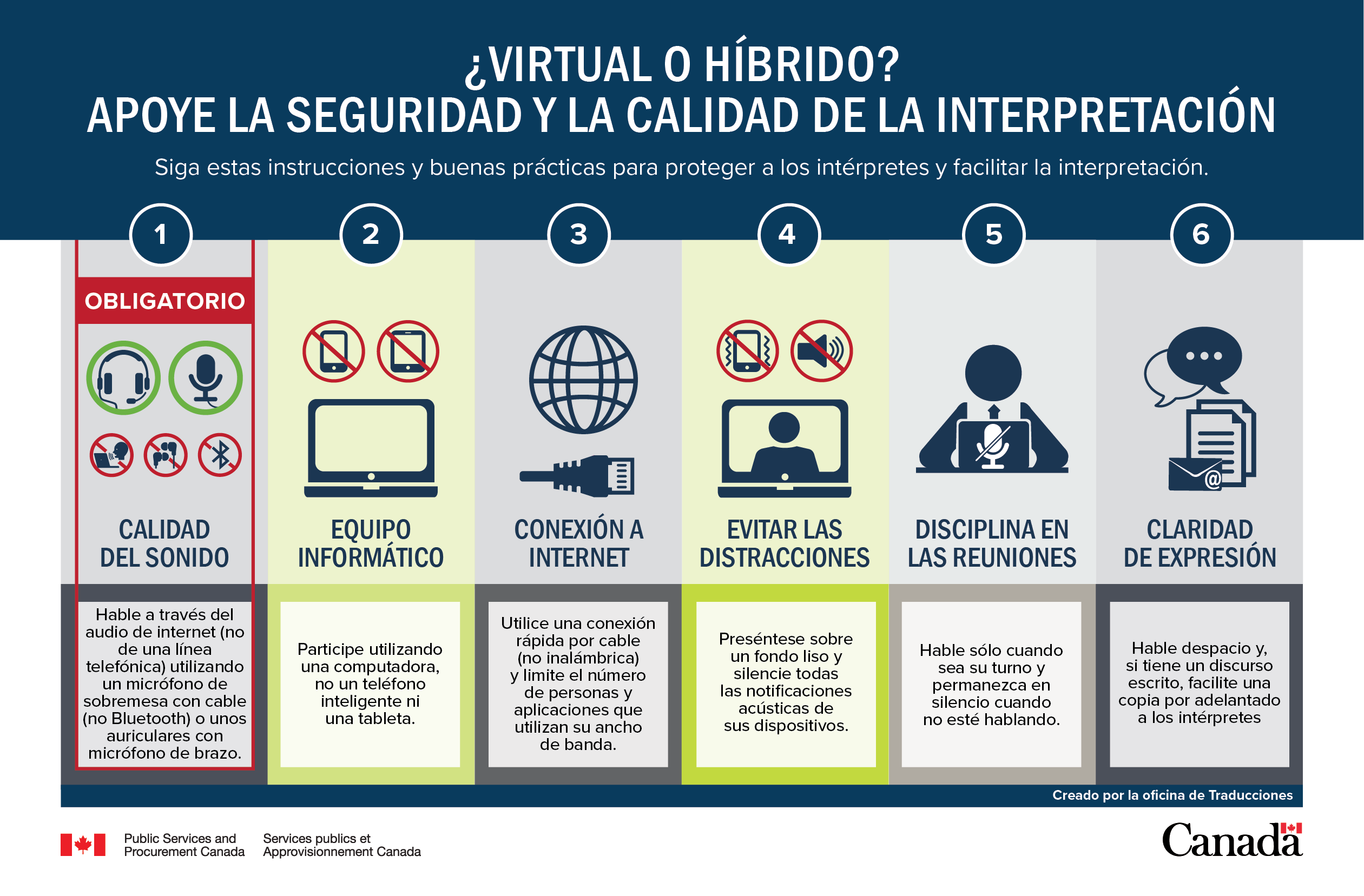 Spanish version of the infographic on requirements and best practices