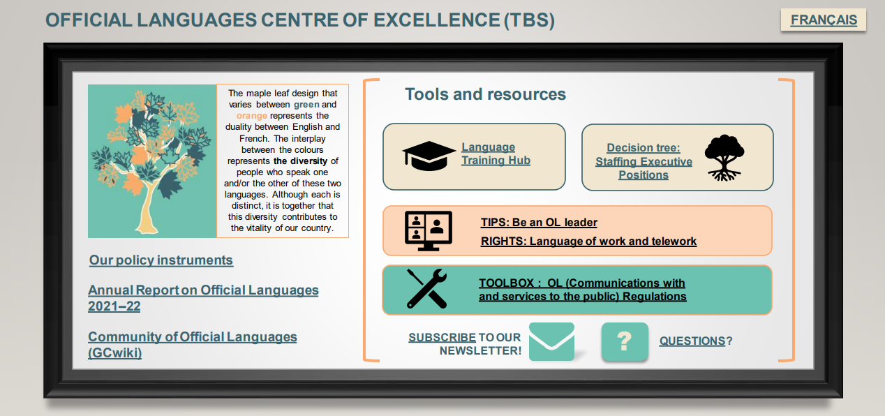 Kiosk of the Official Languages Centre of Excellence