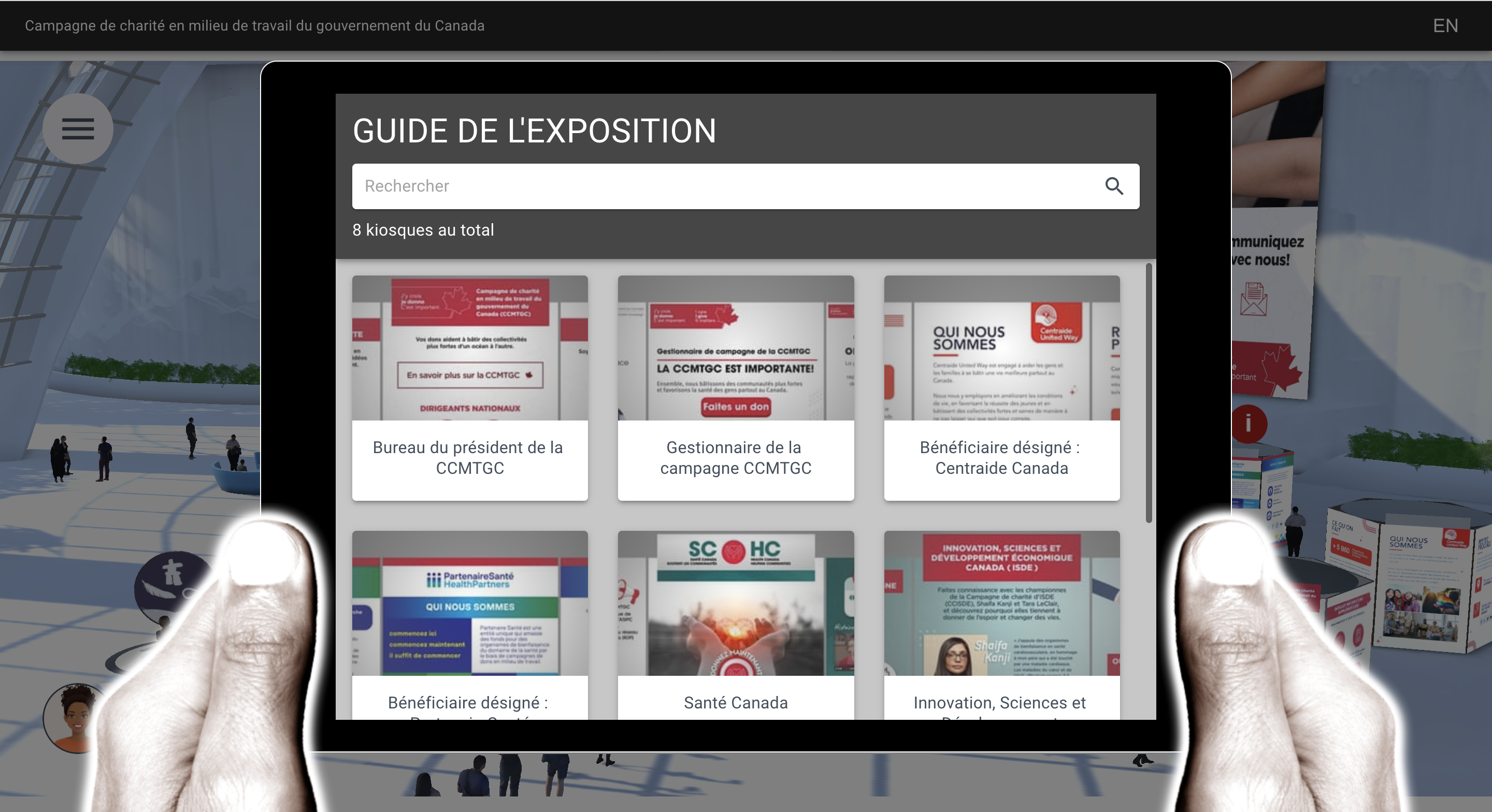 "Guide d'exposition pour les kiosques 3D"