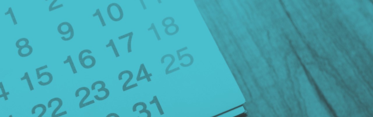 Image turquoise d'une page d'un calendrier