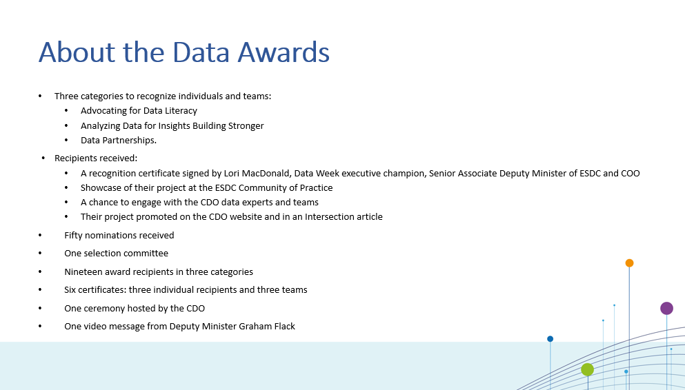 Image which explains what the 'Data Awards' are.