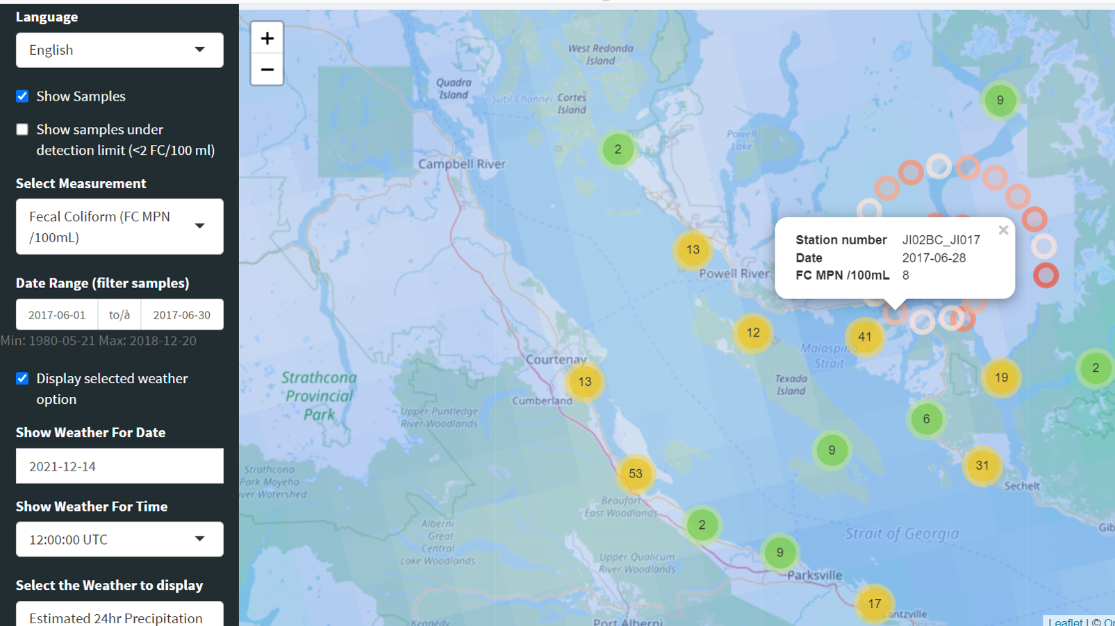 Demonstration of shellfish water classification interactive map tool.