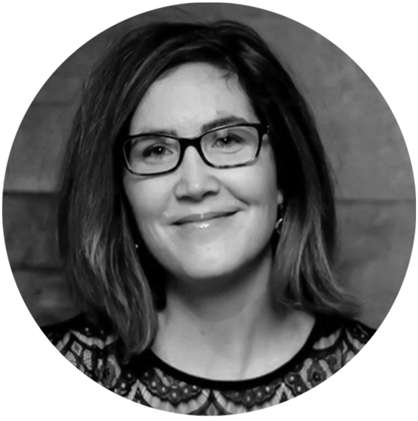 A black and white portrait of Catherine Charbonneau, Director of Policy Community Partnerships Office