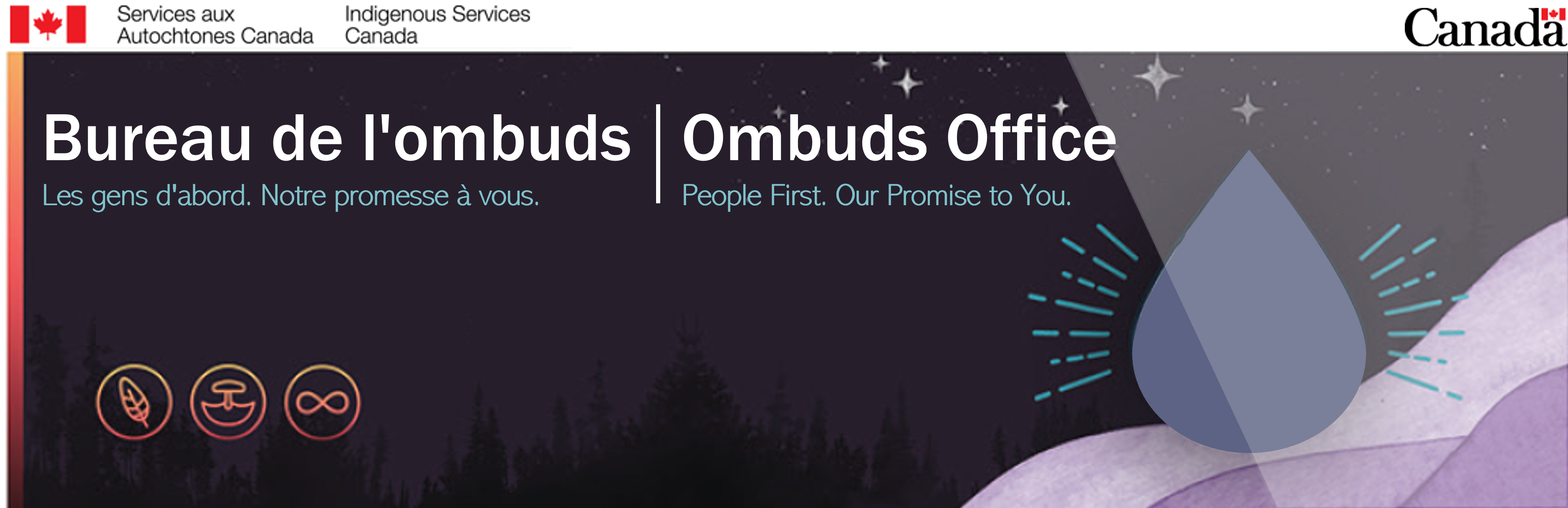 The Ombuds office visual identity banner is inspired by the artwork of Emily Brascoupe-Hoefler, a senior policy analyst in the Strategic Policy and Partnerships sector at Indigenous Services Canada. Emily is also an incredible mixed media artist and educator who creates pieces of art inspired by her family, community teachings and her experiences on the land.  Emily’s pieces have been displayed in public spaces across the NCR. Her most recent artwork Pangawogo Ninga Akì – meaning Heartbeat of Mother Earth in Anishinaabemowin – can be viewed at the Kipnes Lantern located inside the National Arts Centre’s Canal lobby in Ottawa. See more of her work at www.emilybrascoupe.com.